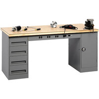 Tennsco 30 inch x 72 inch Compressed Wood Top Modular Workbench with (1) Cabinet and (4) Drawers EMB-2-3072C