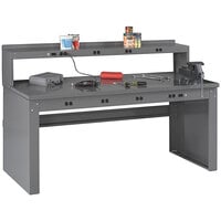 Tennsco 30 inch x 72 inch Electronic Steel Top Workbench with Panel Legs and Riser EB-2-3072S