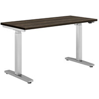 HON Coze Coordinate ETA 54 inch x 24 inch Florence Walnut / Silver Height-Adjustable Desk