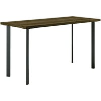 HON Coze 48" x 24" Florence Walnut / Black Laminate Desk