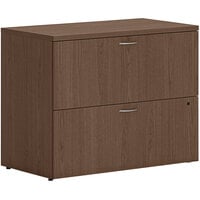 HON Mod 36" x 20" x 29" Sepia Walnut Lateral File Cabinet with 2 Drawers and Removable Top