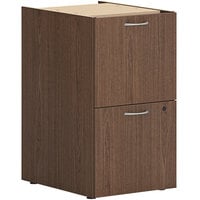 HON Mod 15" x 20" x 28" Sepia Walnut Support Pedestal with 2 File Drawers