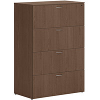HON Mod 36" x 20" x 53" Sepia Walnut Lateral File Cabinet with 4 Drawers and Removable Top