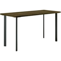 HON Coze 42" x 24" Florence Walnut / Black Laminate Desk