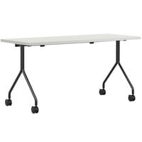 HON Between 60 inch x 24 inch x 29 inch Silver Mesh Laminate Nesting Table