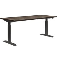 HON Coze Coordinate 48 inch x 24 inch Florence Walnut / Black Height-Adjustable Desk