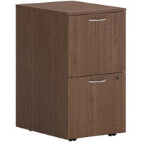 HON Mod 15" x 20" x 28" Sepia Walnut Mobile Pedestal with 2 File Drawers