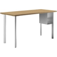 HON Coze 54 inch x 24 inch Natural Recon / Silver Laminate Desk with U-Storage