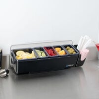 San Jamar BD4005E The Dome 5-Compartment Condiment Bar with Snap-On Caddy