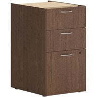 HON Mod 15" x 20" x 28" Sepia Walnut 2 Box Support Pedestal with 1 File Drawer