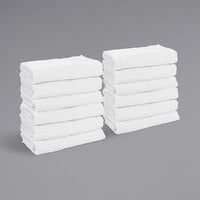 22 inch x 44 inch White 100% Cotton Bath / Gym Towel - 6 lb. - 12/Pack