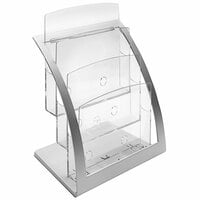 Deflecto 6 15/16" x 11 1/14" x 13 5/16" Silver Contemporary 3-Tier Magazine Holder 693745