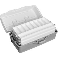 Deflecto 9" x 16 1/16" x 9" White / Gray 3 Tray Storage Box