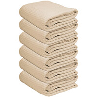 50 inch x 60 inch Beige 100% Cotton Throw Blanket - 12/Pack