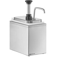 ServSense Single 2 Qt. Stainless Steel Condiment Dispenser - 1 Stainless Steel Pump with Adjustable Portion Control