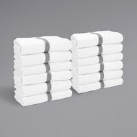 22 inch x 44 inch Gray Center Stripe 100% Cotton Bath / Gym Towel - 6 lb. - 12/Pack