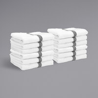 16 inch x 27 inch Gray Center Stripe 100% Cotton Hand Towel - 3 lb. - 120/Case