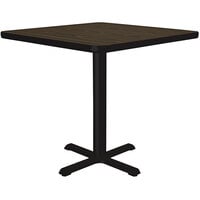 Correll 24 inch Square Walnut Finish Standard Height Thermal-Fused Laminate Top Cafe / Breakroom Table