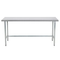 Advance Tabco TGLG-306 30" x 72" 14 Gauge Open Base Stainless Steel Commercial Work Table