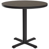 Correll 24 inch Round Walnut Finish Standard Height Thermal-Fused Laminate Top Cafe / Breakroom Table