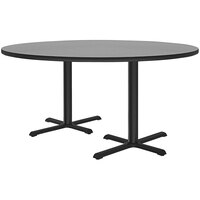 Correll 60" Round Gray Granite Finish Standard Height Thermal-Fused Laminate Top Cafe / Breakroom Table with Two Cross Bases