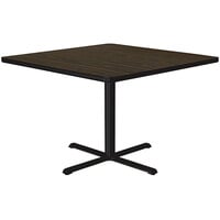 Correll 36" Square Walnut Finish Standard Height Thermal-Fused Laminate Top Cafe / Breakroom Table
