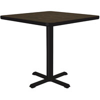 Correll 30" Square Walnut Finish Standard Height Thermal-Fused Laminate Top Cafe / Breakroom Table