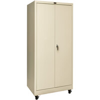 Hallowell 36 inch x 24 inch x 72 inch Tan Mobile Storage Cabinet with Solid Doors - Assembled 415S24MA-PT