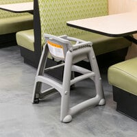 Rubbermaid FG780508PLAT Platinum Sturdy Chair Restaurant High Chair with Wheels - Assembled