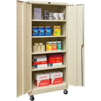 Hallowell 48 inch x 24 inch x 72 inch Tan Mobile Storage Cabinet with Solid Doors - Assembled 425S24MA-PT