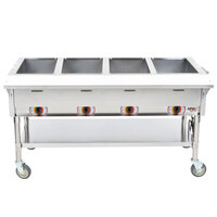 APW Wyott PST-4S Four Pan Exposed Portable Steam Table with Stainless Steel Legs and Undershelf - 2000W - Open Well, 120V