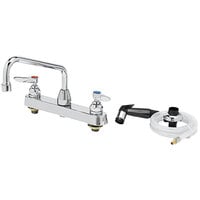 T&S B-1172 Deck Mounted Workboard Faucet with Self-Closing Spray Valve and 8" Centers - 8" Swing Nozzle