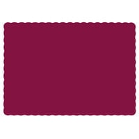 Hoffmaster 310524 10 inch x 14 inch Burgundy Colored Paper Placemat with Scalloped Edge - 1000/Case