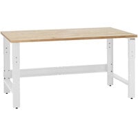 BenchPro Roosevelt Series 24 inch x 48 inch Disposable Particleboard Top Adjustable Workbench with White Frame RPB2448