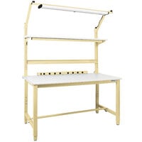 BenchPro Kennedy Series 30 inch x 60 inch Laminate Top Adjustable Workbench Set with Beige Frame and Round Front Edge KFC-5