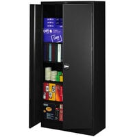 Tennsco 24" x 36" x 78" Black Deluxe Storage Cabinet with Solid Doors and Recessed Handles - Assembled 7824RH-BLK