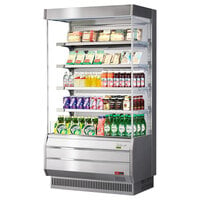 Turbo Air TOM-40S-N 39 inch Stainless Steel Vertical Refrigerated Open Curtain Merchandiser