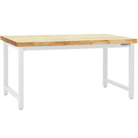 BenchPro Kennedy Series 24" x 96" Butcherblock Wood Top Adjustable Workbench with White Frame KW2496