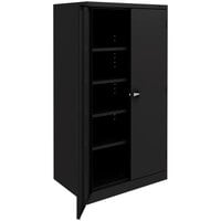 Tennsco 24" x 36" x 72" Black Storage Cabinet with Solid Doors and Recessed Handles - Assembled 7224RH-BLK