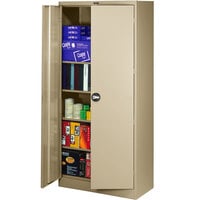 Tennsco 24" x 36" x 78" Putty Deluxe Storage Cabinet with Solid Doors and Recessed Handles - Unassembled 2470RH-CPY