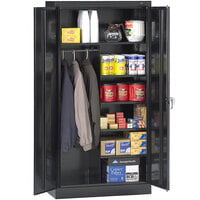 Tennsco 24 inch x 36 inch x 72 inch Black Standard Combination Cabinet with Solid Doors - Unassembled 1482-BLK