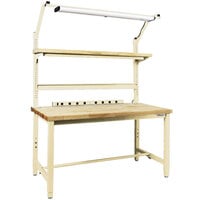 BenchPro Kennedy Series Butcherblock Wood Top Adjustable Workbench Set with Beige Frame