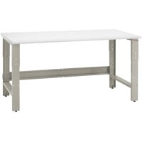 BenchPro Roosevelt Series 24 inch x 48 inch LisStat ESD Laminate Top Adjustable Workbench with Gray Frame and Round Front Edge RD2448