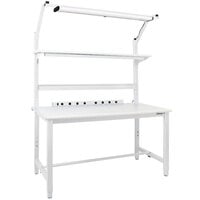 BenchPro Kennedy Series 30 inch x 60 inch ESD LisStat Laminate Top Adjustable Workbench Set with White Frame and Round Front Edge KDC-5