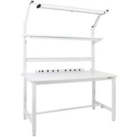 BenchPro Kennedy Series ESD LisStat Laminate Top Adjustable Workbench Set with White Frame and Round Front Edge