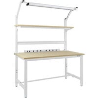 BenchPro Kennedy Series Particleboard Top Adjustable Workbench Set with White Frame
