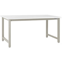BenchPro Kennedy Series 36" x 120" Laminate Top Adjustable Workbench with Gray Frame and Round Front Edge KF36120