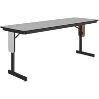 Correll 24 inch x 60 inch Gray Granite Thermal-Fused Laminate Top Folding Seminar Table with Panel Legs