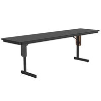 Correll 24 inch x 96 inch Black Granite Thermal-Fused Laminate Top Folding Seminar Table with Panel Legs