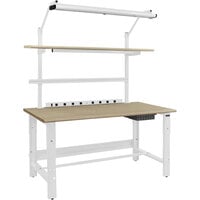BenchPro Roosevelt Series 30 inch x 60 inch Particle Board Top Adjustable Workbench with White Light Frame / Base Frame and Round Front Edge RPBC-3
